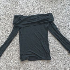 Green Off the Shoulder Long Sleeve Top